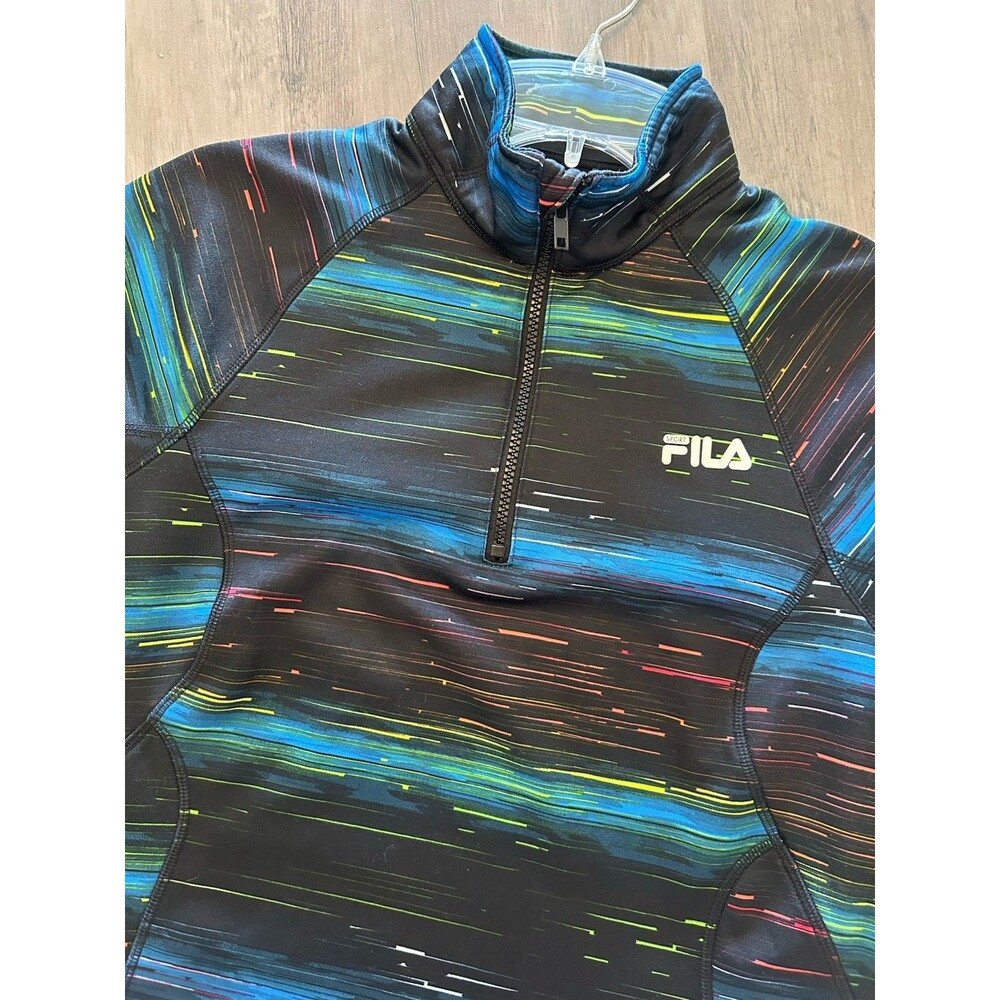 Womens FILA Sport 1/2 Zip Fleece Lined Pullover Mock Neck Size L Long Sleeve